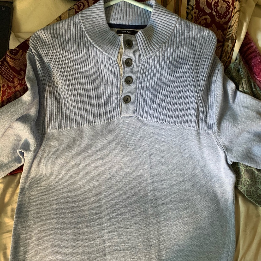 Club Neck Blue Sweater
